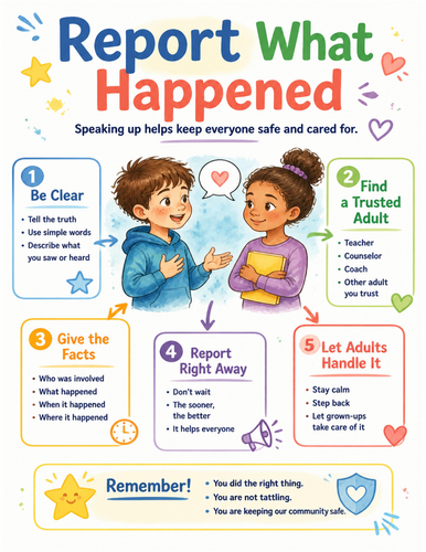 Report What Happened I Educational Poster I Classroom Decor