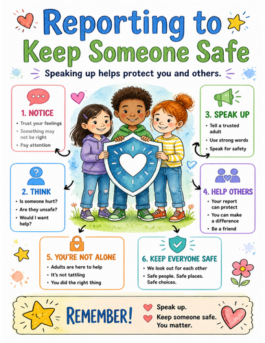 Reporting to Keep Someone Safe I Educational Poster I Classroom Decor