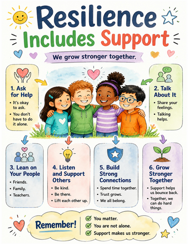 Resilience Includes Support I Educational Poster I Classroom Decor