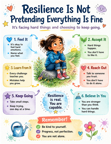 Resilience Is Not Pretending Everything Is Fine I Educational Poster I Classroom Decor