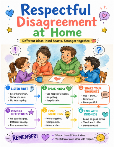 Respectful Disagreement at Home I Educational Poster I Classroom Decor