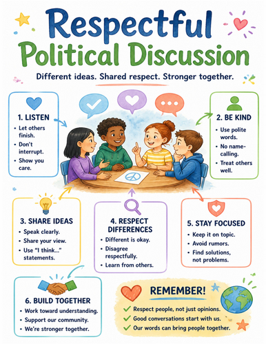Respectful Political Discussion I Educational Poster I Classroom Decor