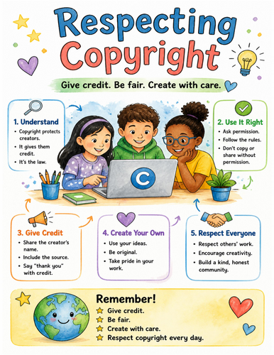 Respecting Copyright I Educational Poster I Classroom Decor
