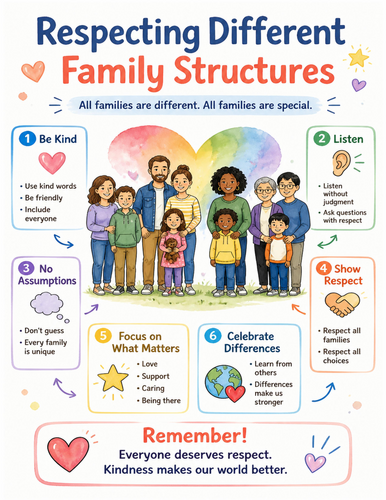 Respecting Different Family Structures I Educational Poster I Classroom Decor