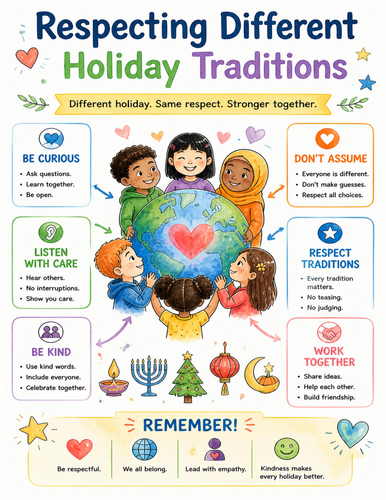 Respecting Different Holiday Traditions I Educational Poster I Classroom Decor