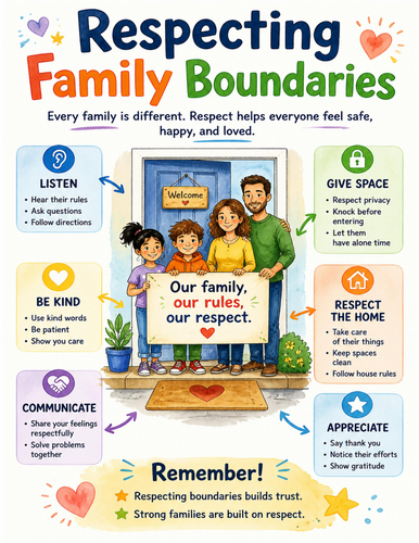 Respecting Family Boundaries I Educational Poster I Classroom Decor