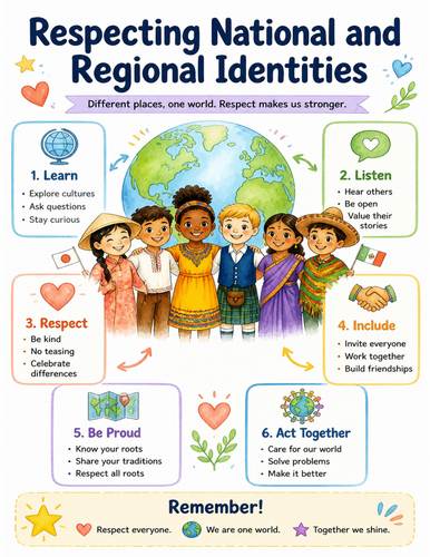 Respecting National and Regional Identities I Educational Poster I Classroom Decor