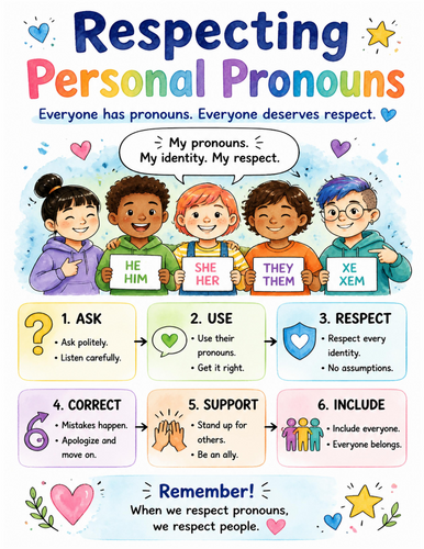 Respecting Personal Pronouns I Educational Poster I Classroom Decor