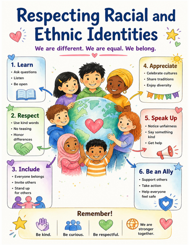 Respecting Racial and Ethnic Identities I Educational Poster I Classroom Decor