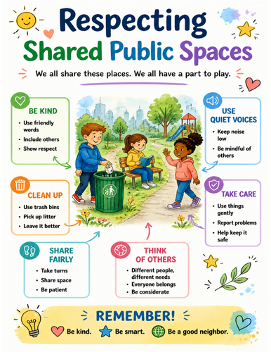Respecting Shared Public Spaces I Educational Poster I Classroom Decor