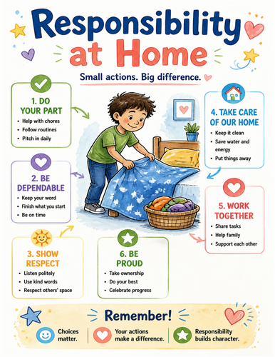 Responsibility at Home I Educational Poster I Classroom Decor