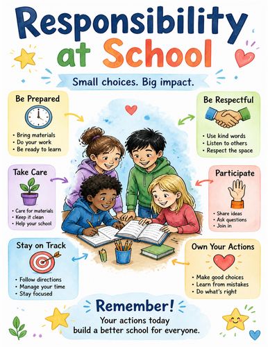 Responsibility at School I Educational Poster I Classroom Decor
