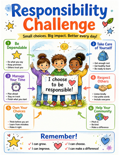 Responsibility Challenge I Educational Poster I Classroom Decor
