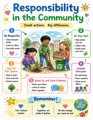 Responsibility in the Community I Educational Poster I Classroom Decor
