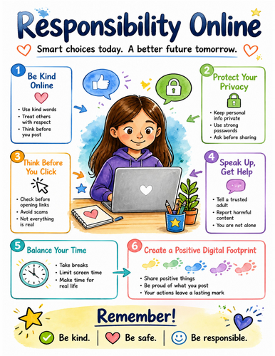 Responsibility Online I Educational Poster I Classroom Decor