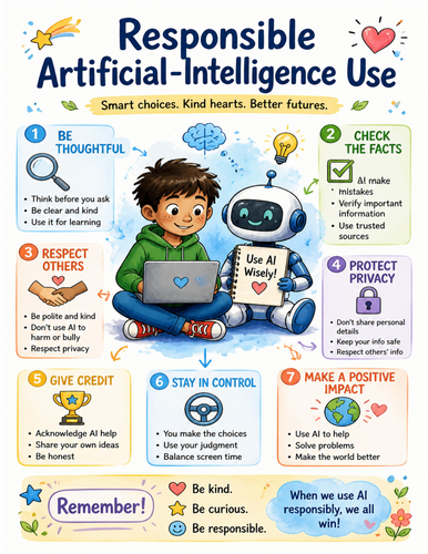 Responsible Artificial-Intelligence Use I Educational Poster I Classroom Decor