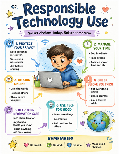 Responsible Technology Use I Educational Poster I Classroom Decor