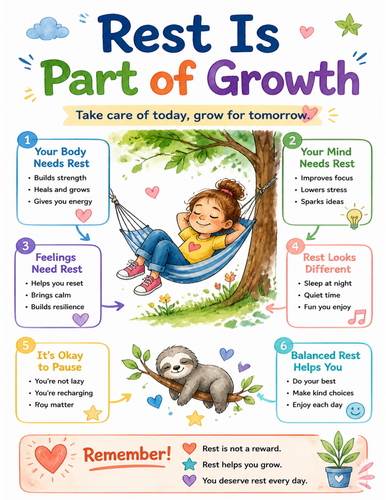Rest Is Part of Growth I Educational Poster I Classroom Decor