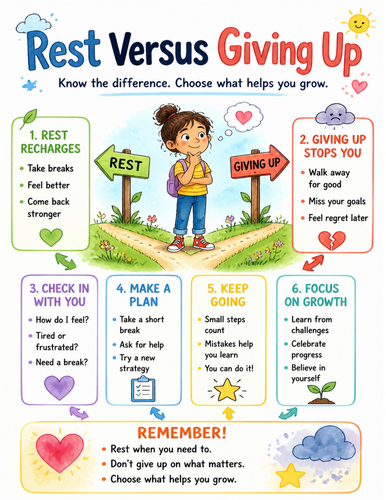 Rest Versus Giving Up I Educational Poster I Classroom Decor