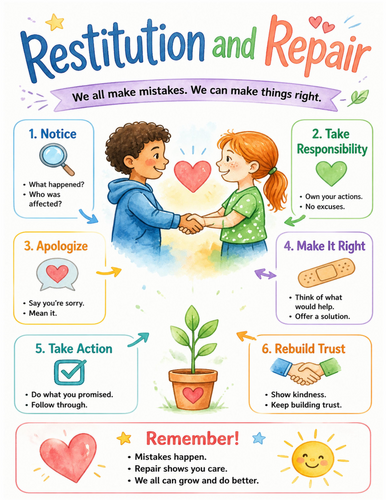 Restitution and Repair I Educational Poster I Classroom Decor