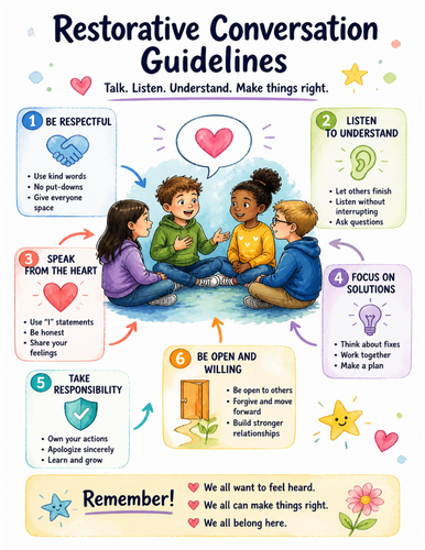 Restorative Conversation Guidelines I Educational Poster I Classroom Decor