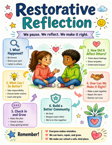 Restorative Reflection I Educational Poster I Classroom Decor