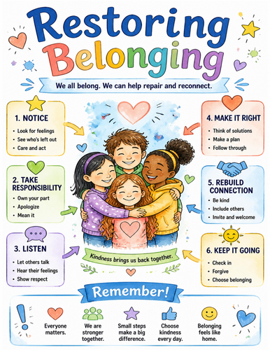 Restoring Belonging I Educational Poster I Classroom Decor