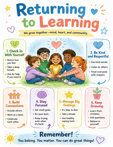 Returning to Learning I Educational Poster I Classroom Decor