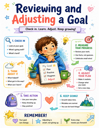 Reviewing and Adjusting a Goal I Educational Poster I Classroom Decor
