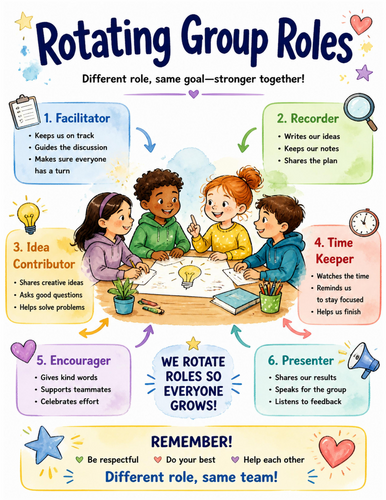 Rotating Group Roles I Educational Poster I Classroom Decor
