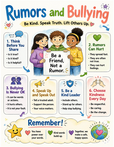 Rumors and Bullying I Educational Poster I Classroom Decor