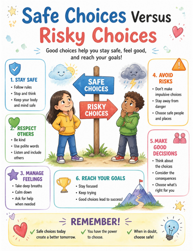 Safe Choices Versus Risky Choices I Educational Poster I Classroom Decor