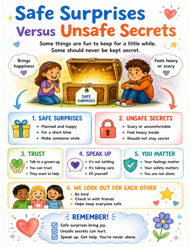 Safe Surprises Versus Unsafe Secrets I Educational Poster I Classroom Decor