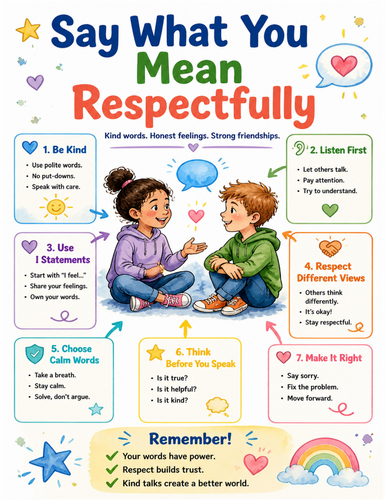 Say What You Mean Respectfully I Educational Poster I Classroom Decor