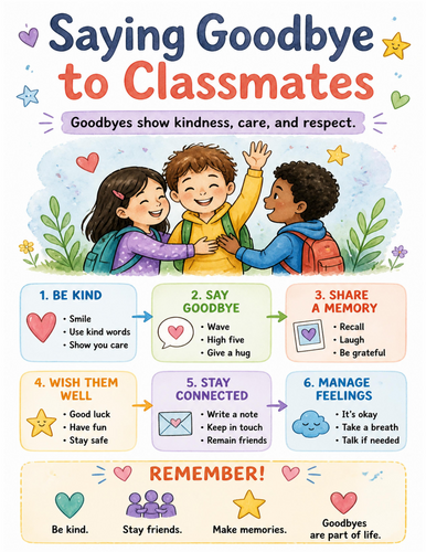 Saying Goodbye to Classmates I Educational Poster I Classroom Decor