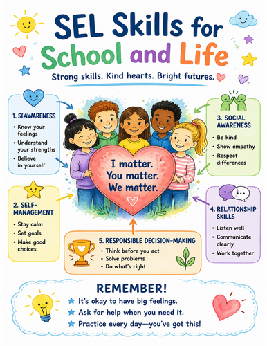 SEL Skills for School and Life I Educational Poster I Classroom Decor