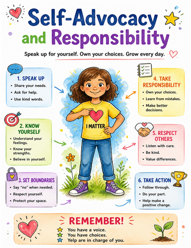 Self-Advocacy and Responsibility I Educational Poster I Classroom Decor