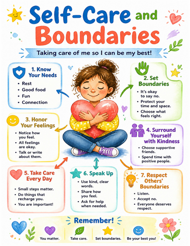 Self-Care and Boundaries I Educational Poster I Classroom Decor