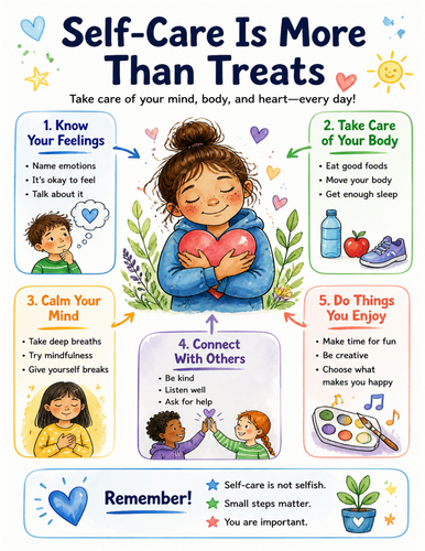 Self-Care Is More Than Treats I Educational Poster I Classroom Decor