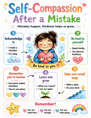 Self-Compassion After a Mistake I Educational Poster I Classroom Decor