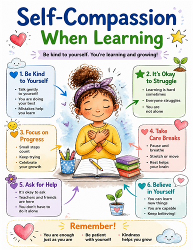 Self-Compassion When Learning I Educational Poster I Classroom Decor
