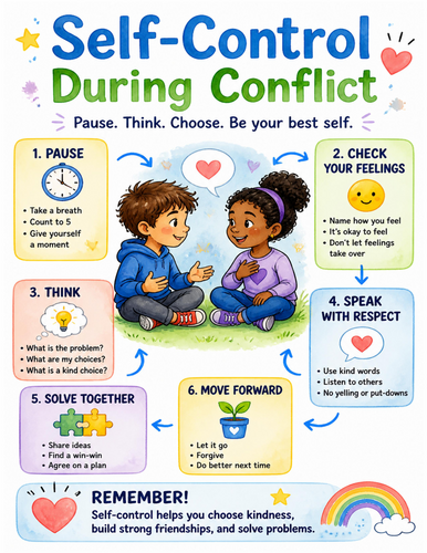 Self-Control During Conflict I Educational Poster I Classroom Decor