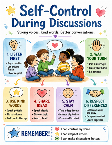 Self-Control During Discussions I Educational Poster I Classroom Decor