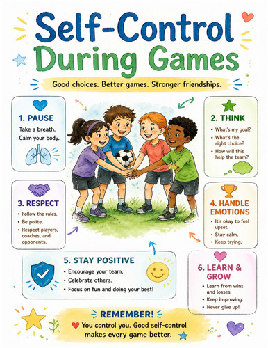 Self-Control During Games I Educational Poster I Classroom Decor