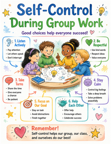 Self-Control During Group Work I Educational Poster I Classroom Decor