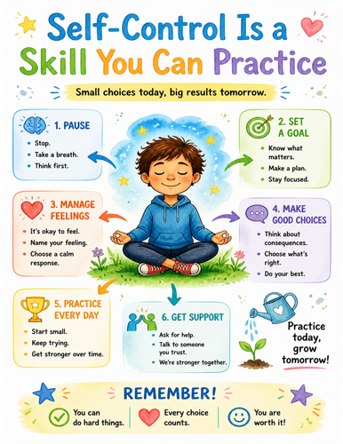 Self-Control Is a Skill You Can Practice I Educational Poster I Classroom Decor