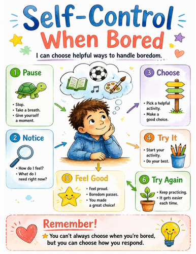 Self-Control When Bored I Educational Poster I Classroom Decor