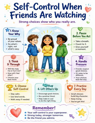 Self-Control When Friends Are Watching I Educational Poster I Classroom Decor