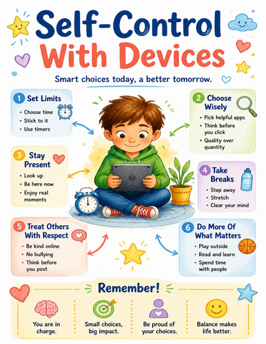 Self-Control With Devices I Educational Poster I Classroom Decor