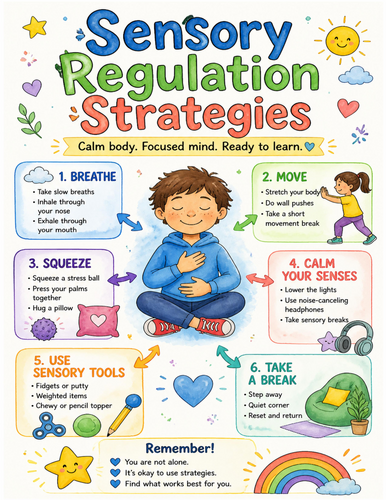 Sensory Regulation Strategies I Educational Poster I Classroom Decor